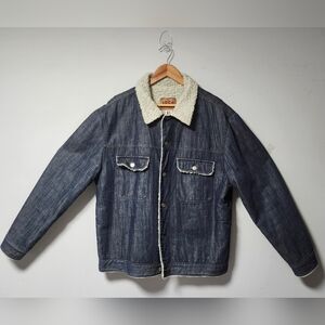 VTG GAP Men's Blue Denim  Trucker Ranch Western Sherpa Jean Jacket Coat XL